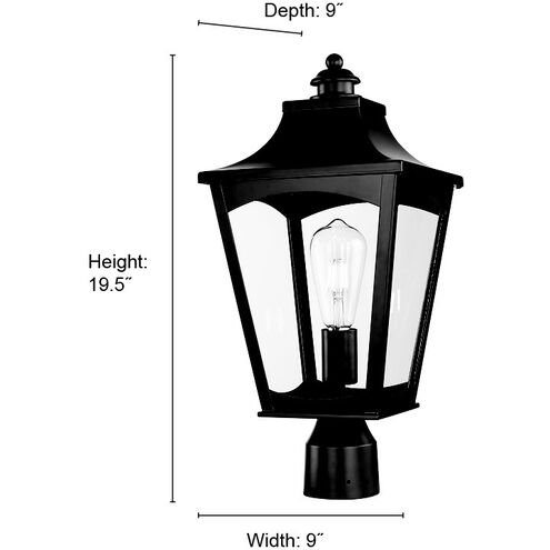 Curry 1 Light 19.5 inch Powder Coated Black Outdoor Post Lantern